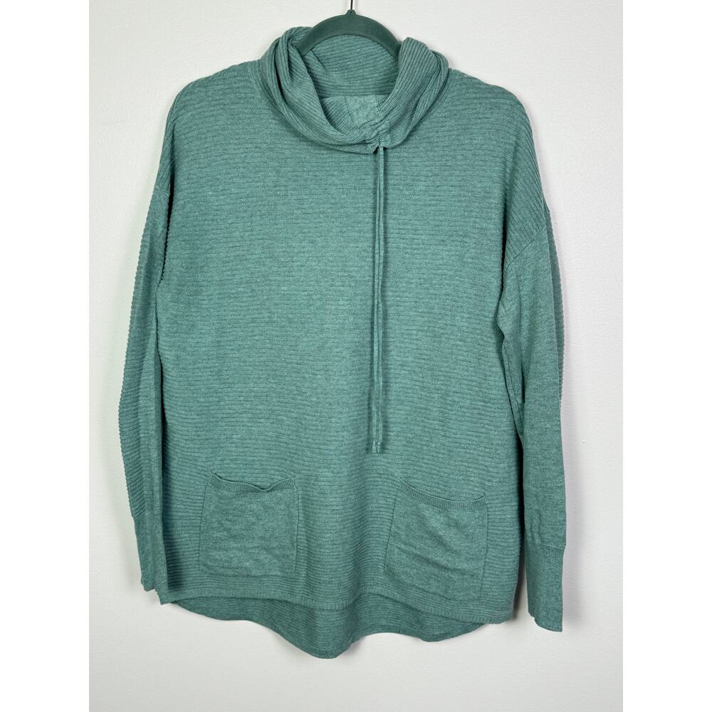 Dakini Anthropologie Blue Green Ribbed Pullover Oversized Cotton Jumper, Size M